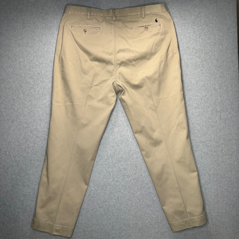 Polo Ralph Lauren Chino Pants Mens 40x29 Tan Classic Fit Cotton Twill Talon Zip - Picture 2 of 11